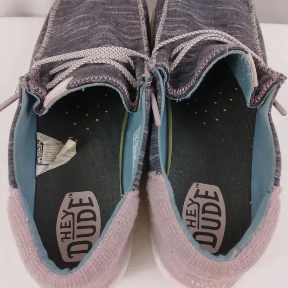 Hey Dude Wendy Funk Jersey Shoes Charcoal Gray & Light Mauve Women's Size 10 - Picture 10 of 12